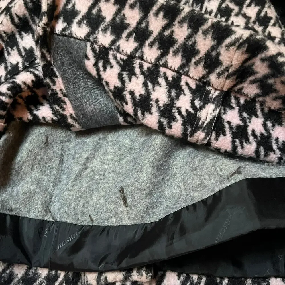 Rothschild Vintage Houndstooth Faux Fur Lined Coat Size 5